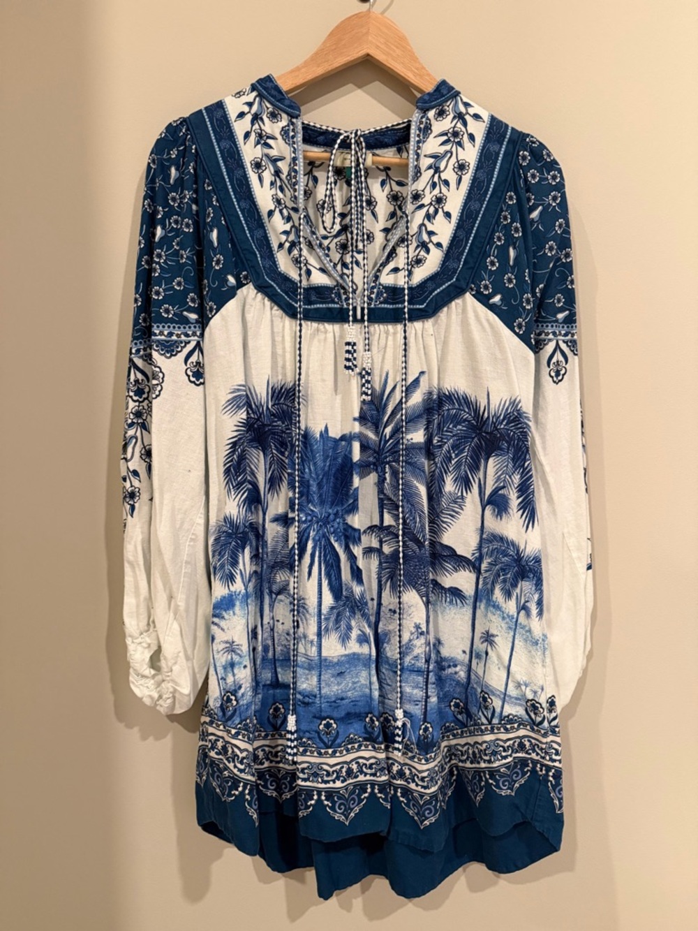 FARM Rio Blue & White Palm Tree Dress